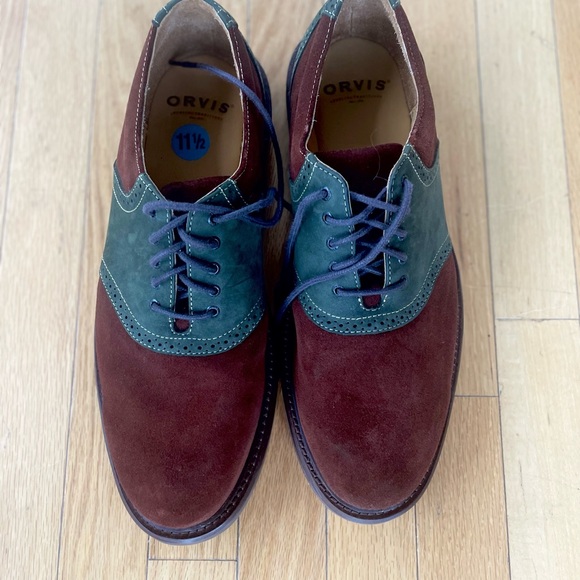 Orvis suede loafers. Ruddy brown with green. - Picture 4 of 6